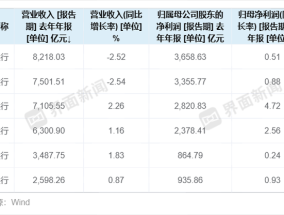 总资产近200万亿！六大国有银行：营收增速分化｜年报观察